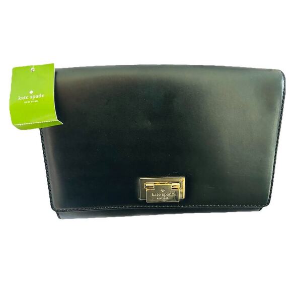 Kate Spade Harwood Place Fiona Leather New Square Shoulder Crossbody Black NWT - Picture 3 of 13